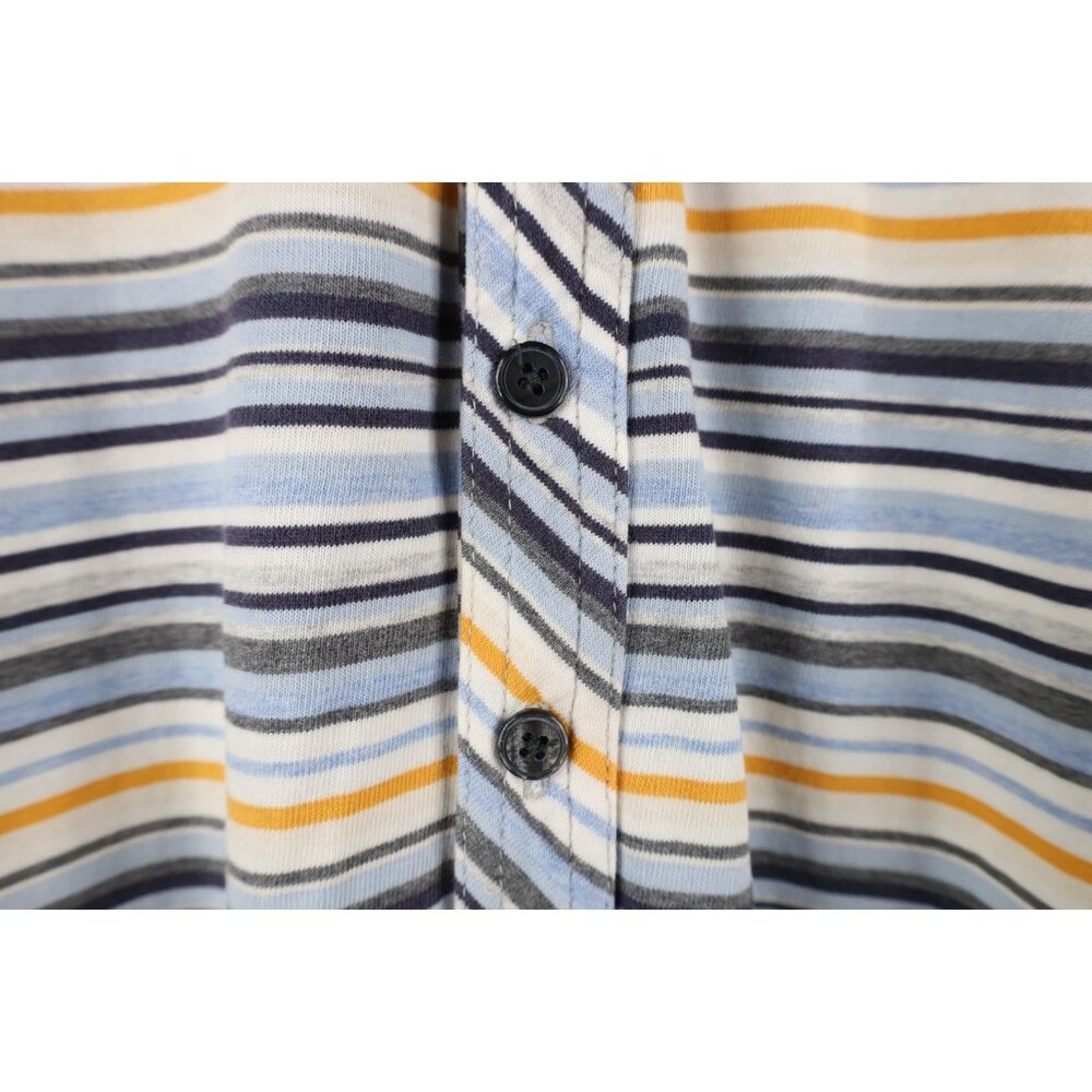 Vintage Express Mens XL Distressed Rainbow Striped Knit Collared Polo Shirt - Picture 4 of 11